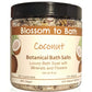 Buy Blossom to Bath Coconut Botanical Bath Salts from Flowersong Soap Studio.  A hand selected variety of skin loving botanicals and mineral rich salts for a unique, luxurious soaking experience  Bold coconut swirled with tropical fruit.