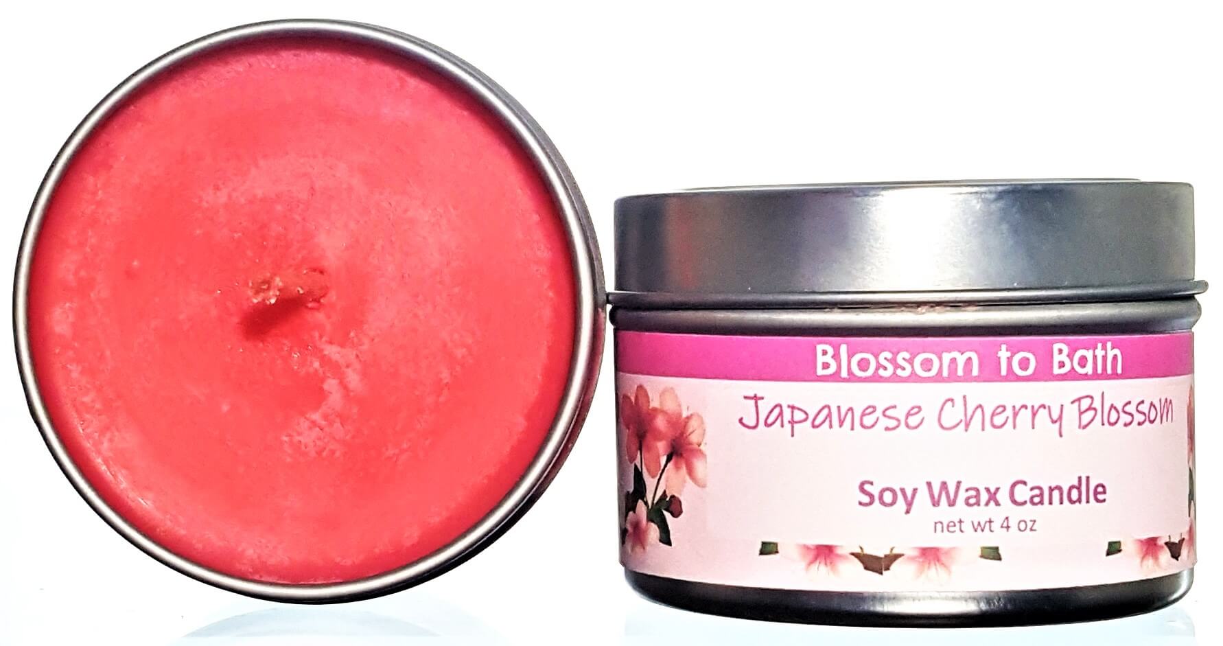 Buy Blossom to Bath Japanese Cherry Blossom Soy Wax Candle from Flowersong Soap Studio.  Fill the air with a charming fragrance that lasts for hours  A sophisticated and rich cherry blossom fragrance that is oriental and sensual.