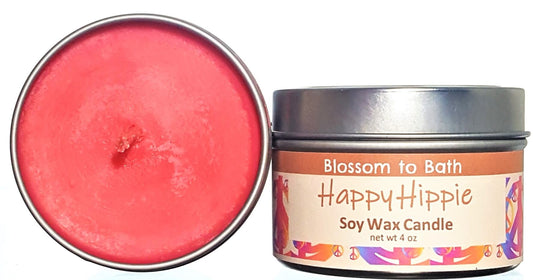 Buy Blossom to Bath Happy Hippie Soy Wax Candle from Flowersong Soap Studio.  Fill the air with a charming fragrance that lasts for hours  A refreshing herbal fragrance that elevates your mood and your perspective.