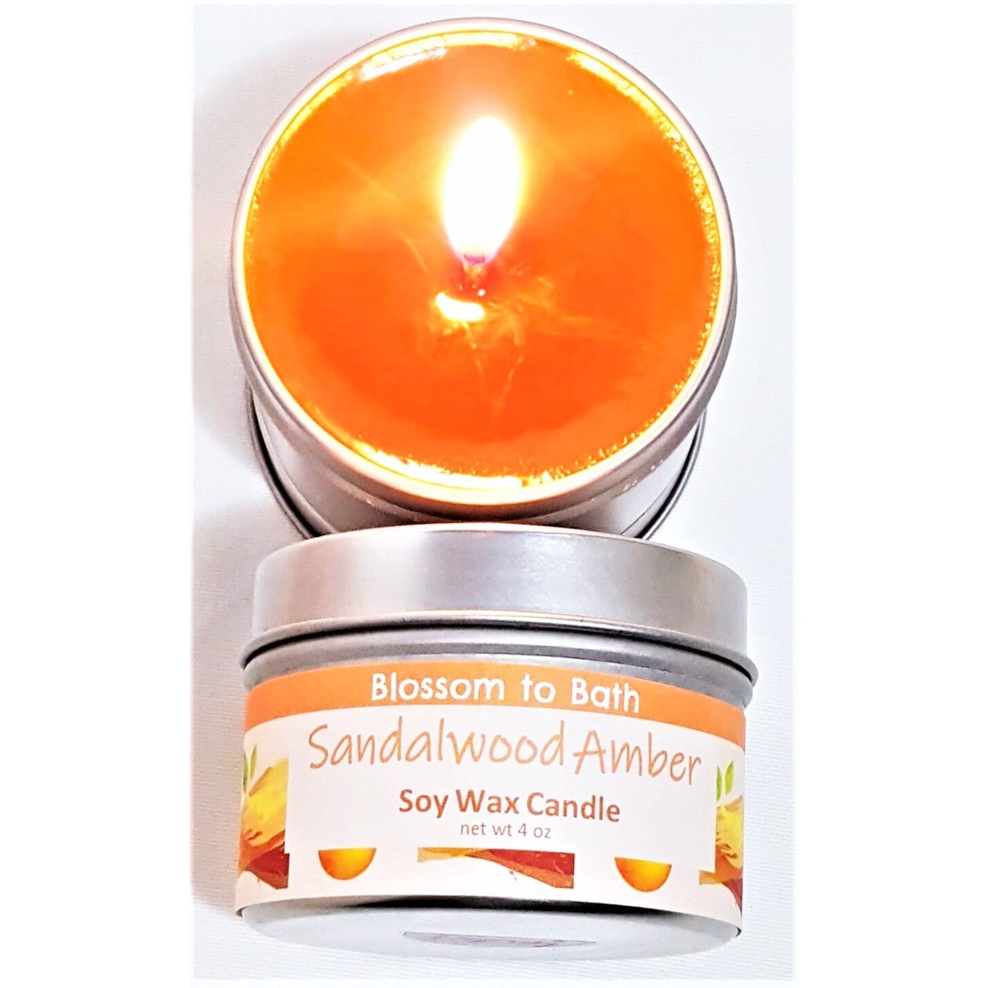 Buy Blossom to Bath Sandalwood Amber Soy Wax Candle from Flowersong Soap Studio.  Fill the air with a charming fragrance that lasts for hours  An irresistible combination of warm sandalwood and spice.