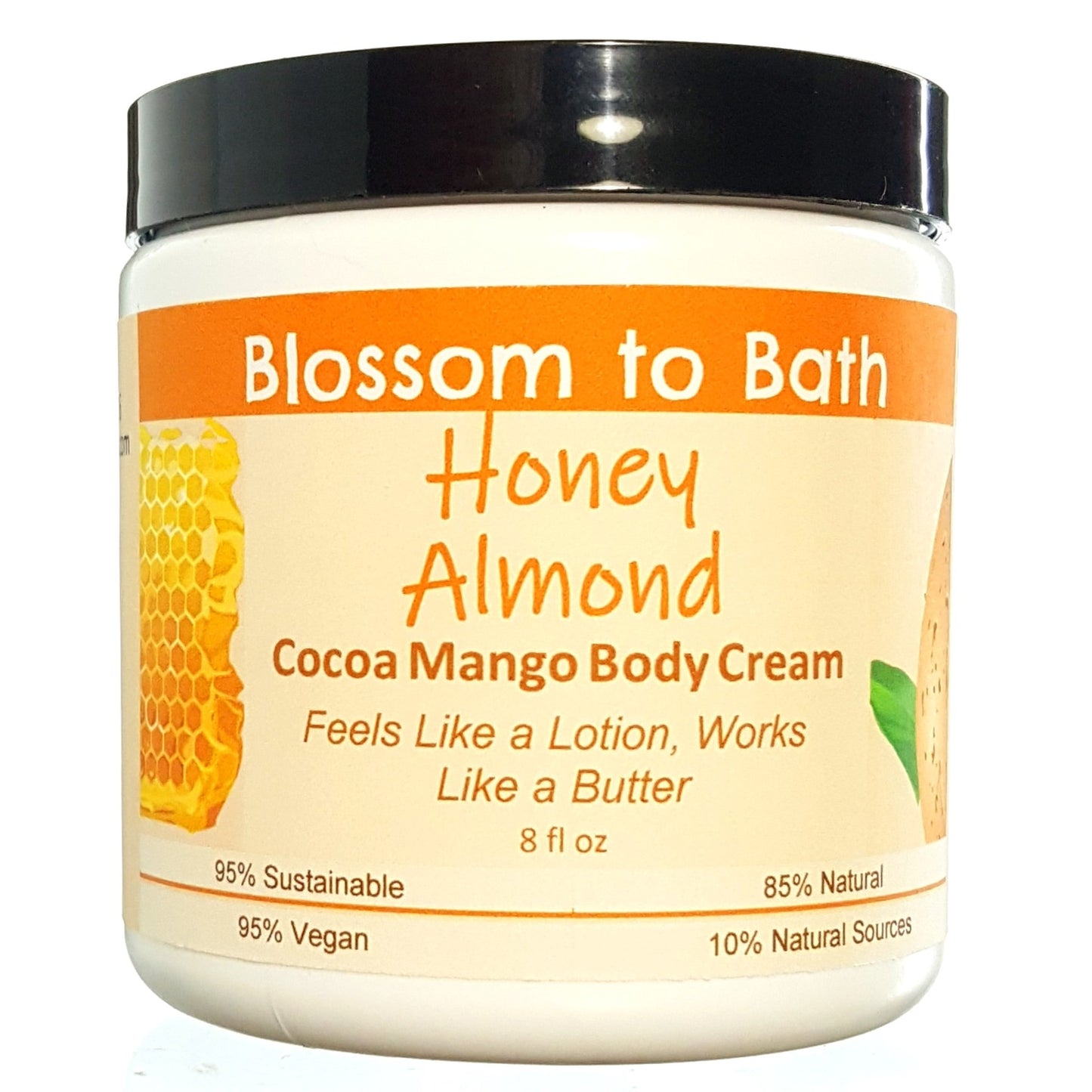 Buy Blossom to Bath Honey Almond Cocoa Mango Body Cream from Flowersong Soap Studio.  Rich organic butters  soften and moisturize even the roughest skin all day  Sweetly fragrant nutty almond drizzled with honey.