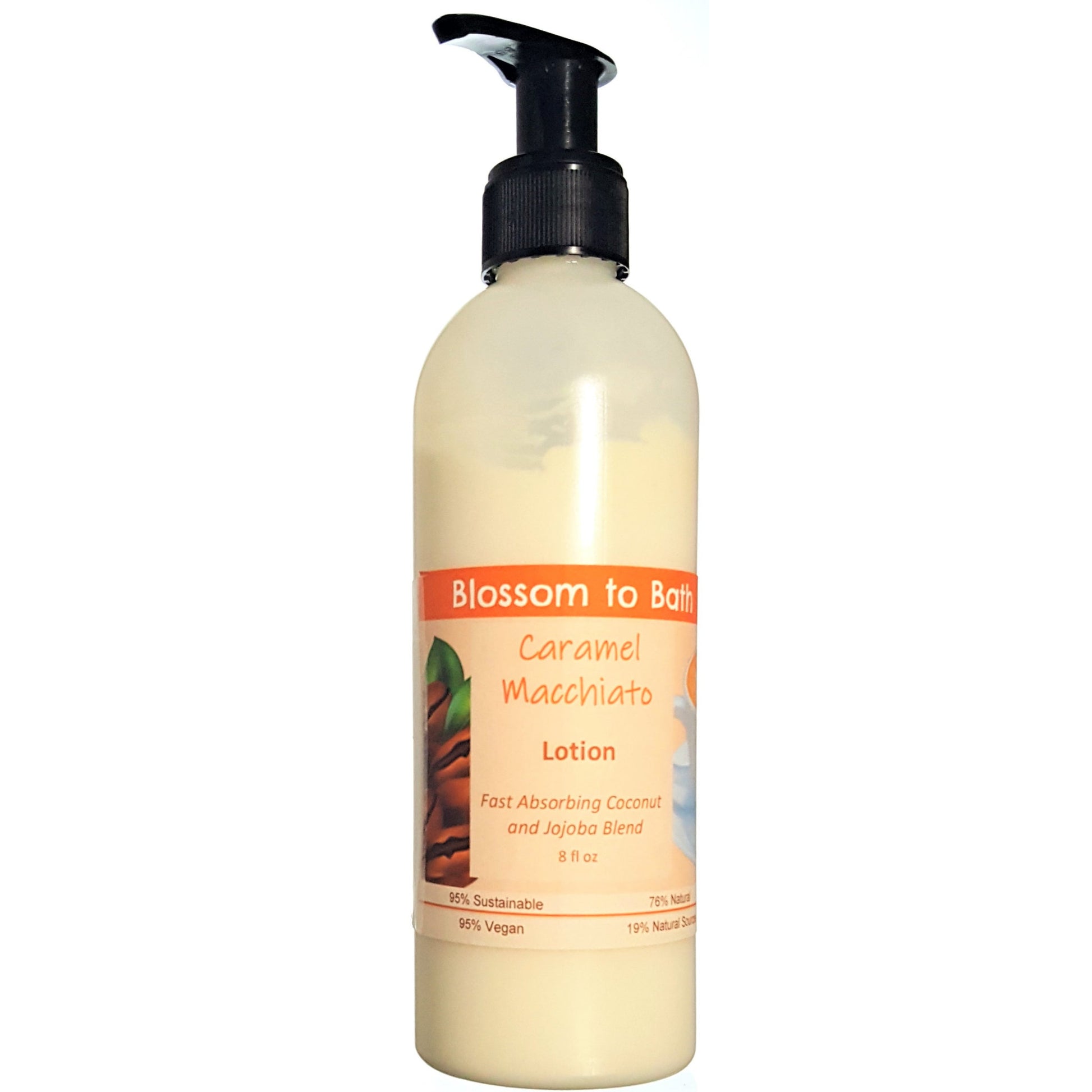 Buy Blossom to Bath Caramel Macchiato Lotion from Flowersong Soap Studio.  Daily moisture  that soaks in quickly made with organic oils and butters that soften and smooth the skin  Luscious vanilla and warm rich caramel - a gourmet coffee experience with sweet caramel in a bed of vibrant coffee;