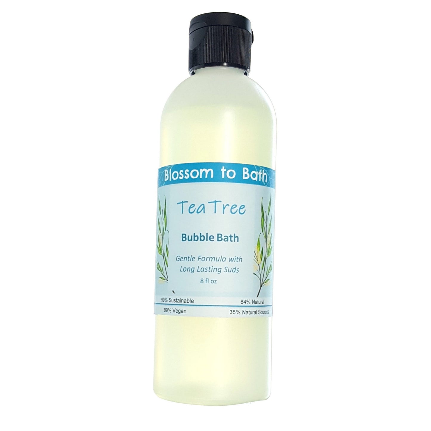 Buy Blossom to Bath Tea Tree Bubble Bath from Flowersong Soap Studio.  Lively, long lasting luxury bubbles in a gentle plant based formula for maximum relaxation time  Tea tree's fresh fragrance embodies a deep down clean.