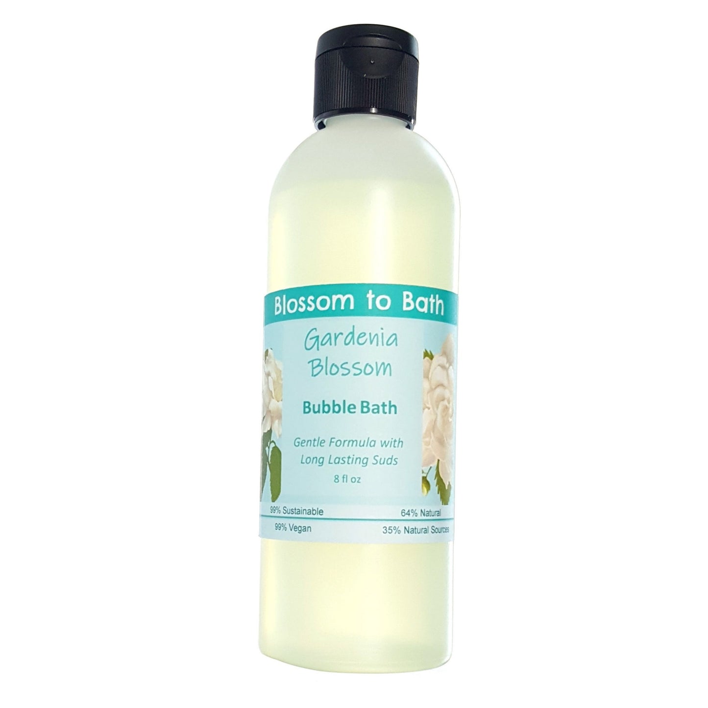 Buy Blossom to Bath Gardenia Blossom Bubble Bath from Flowersong Soap Studio.  Lively, long lasting  bubbles in a gentle plant based formula for maximum relaxation time  Sweet Gardenia in a puff of blooming summer flowers