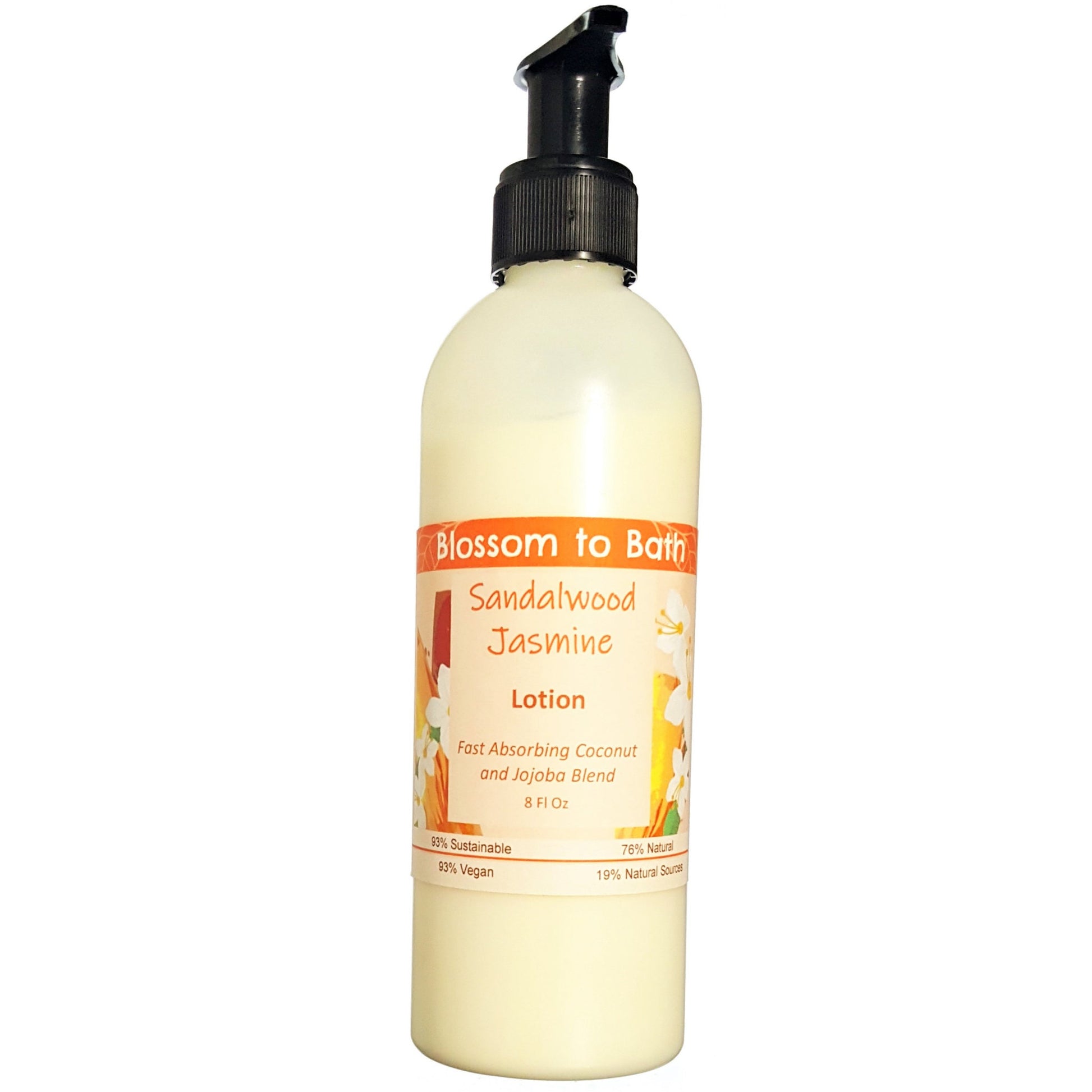 Buy Blossom to Bath Sandalwood Jasmine Lotion from Flowersong Soap Studio.  Daily moisture luxury that soaks in quickly made with organic oils and butters that soften and smooth the skin  Floral jasmine meets earthy sandalwood to create a soul stirring blend.