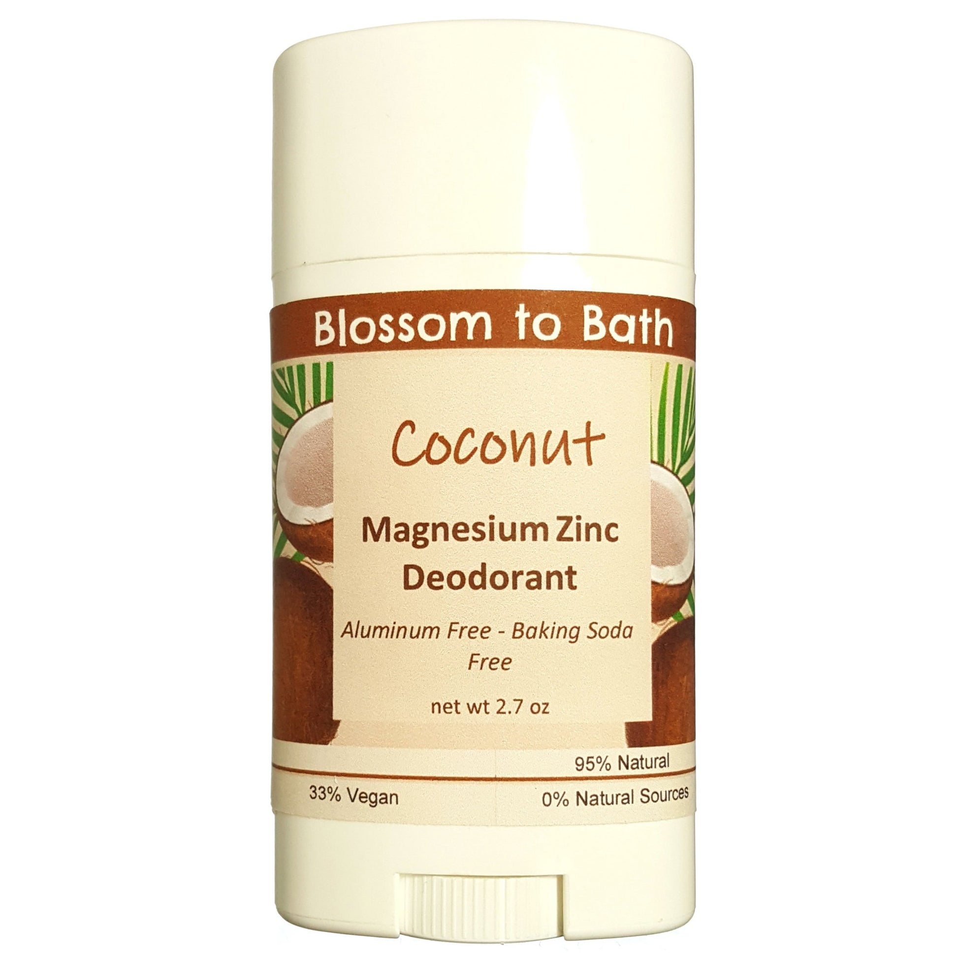 Buy Blossom to Bath Coconut Magnesium Zinc Deodorant from Flowersong Soap Studio.  Long lasting protection made from organic botanicals and butters, made without baking soda, tested in the Arizona heat  Bold coconut swirled with tropical fruit.