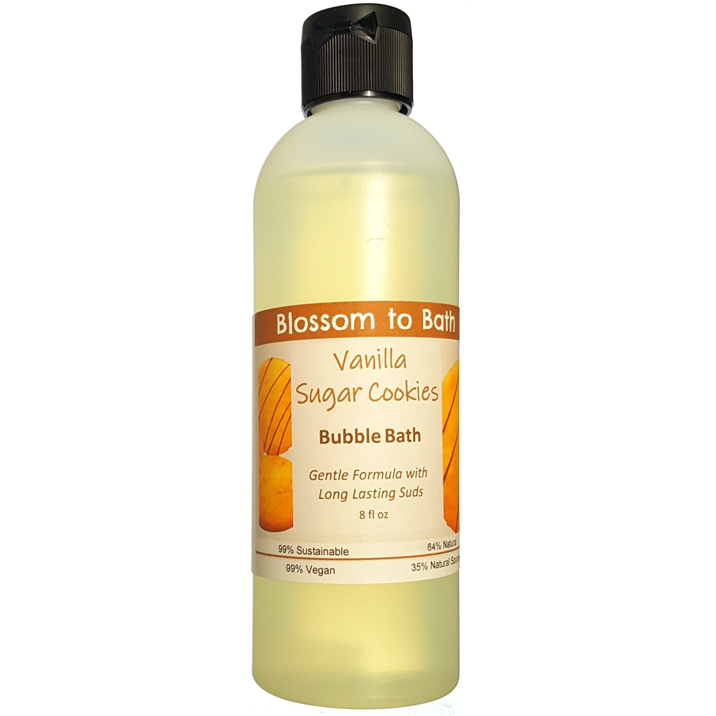 Buy Blossom to Bath Vanilla Sugar Cookies Bubble Bath from Flowersong Soap Studio.  Lively, long lasting  bubbles in a gentle plant based formula for maximum relaxation time  Smells like sugar cookies in the oven.