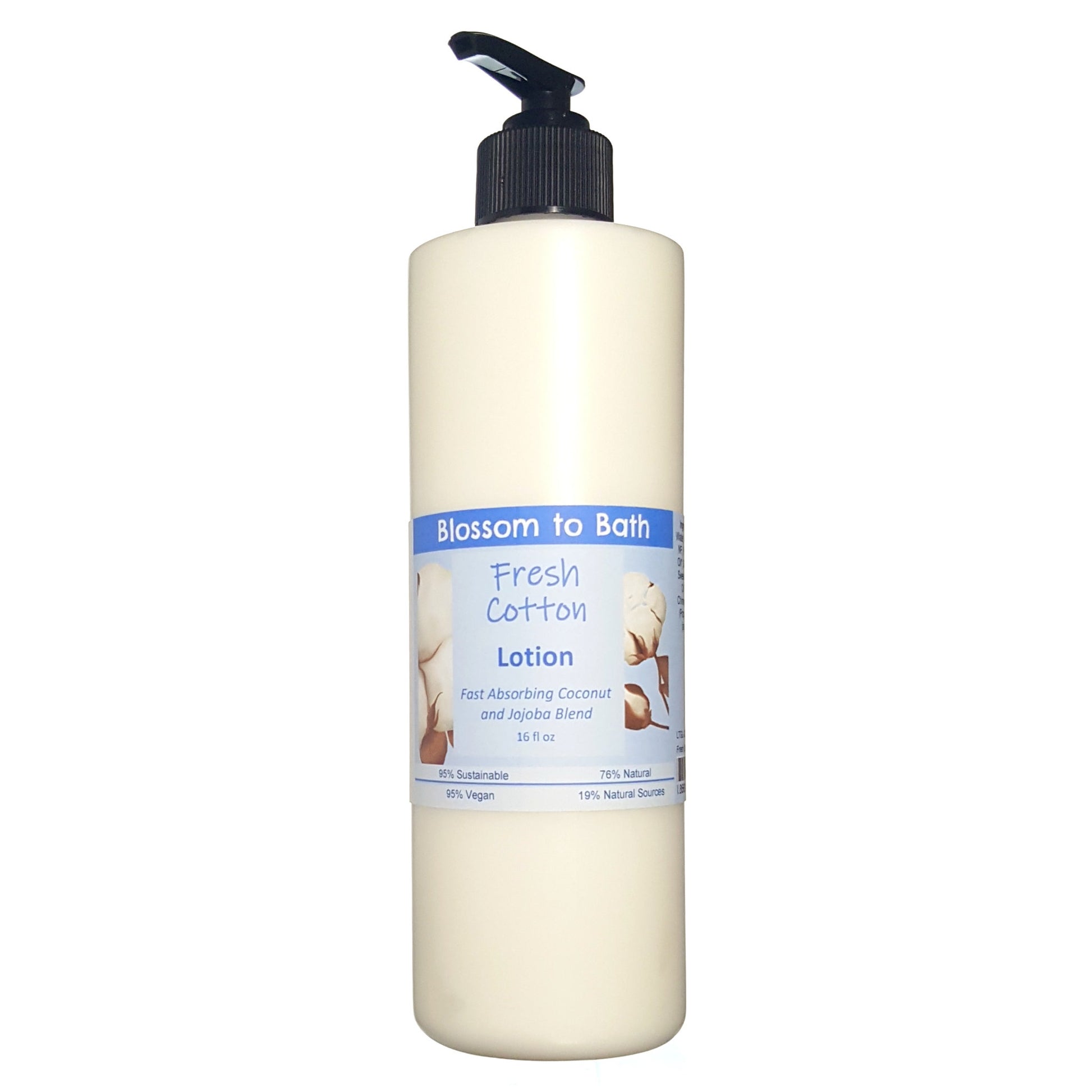 Buy Blossom to Bath Fresh Cotton Lotion from Flowersong Soap Studio.  Daily moisture luxury that soaks in quickly made with organic oils and butters that soften and smooth the skin  Smells like clean sheets drying in a breeze of spring blossoms.