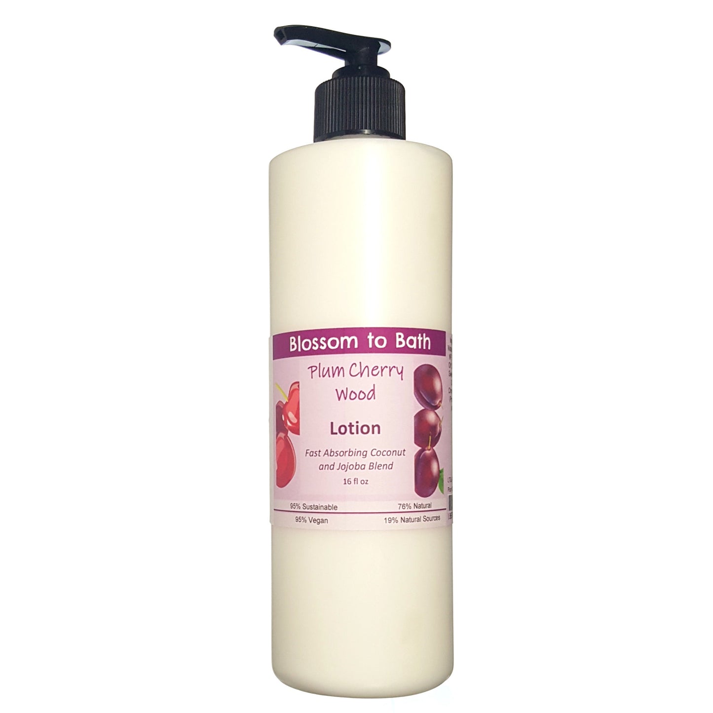 Buy Blossom to Bath Plum Cherry Wood Lotion from Flowersong Soap Studio.  Daily moisture luxury that soaks in quickly made with organic oils and butters that soften and smooth the skin  A charmingly sweet and woodsy fragrance.