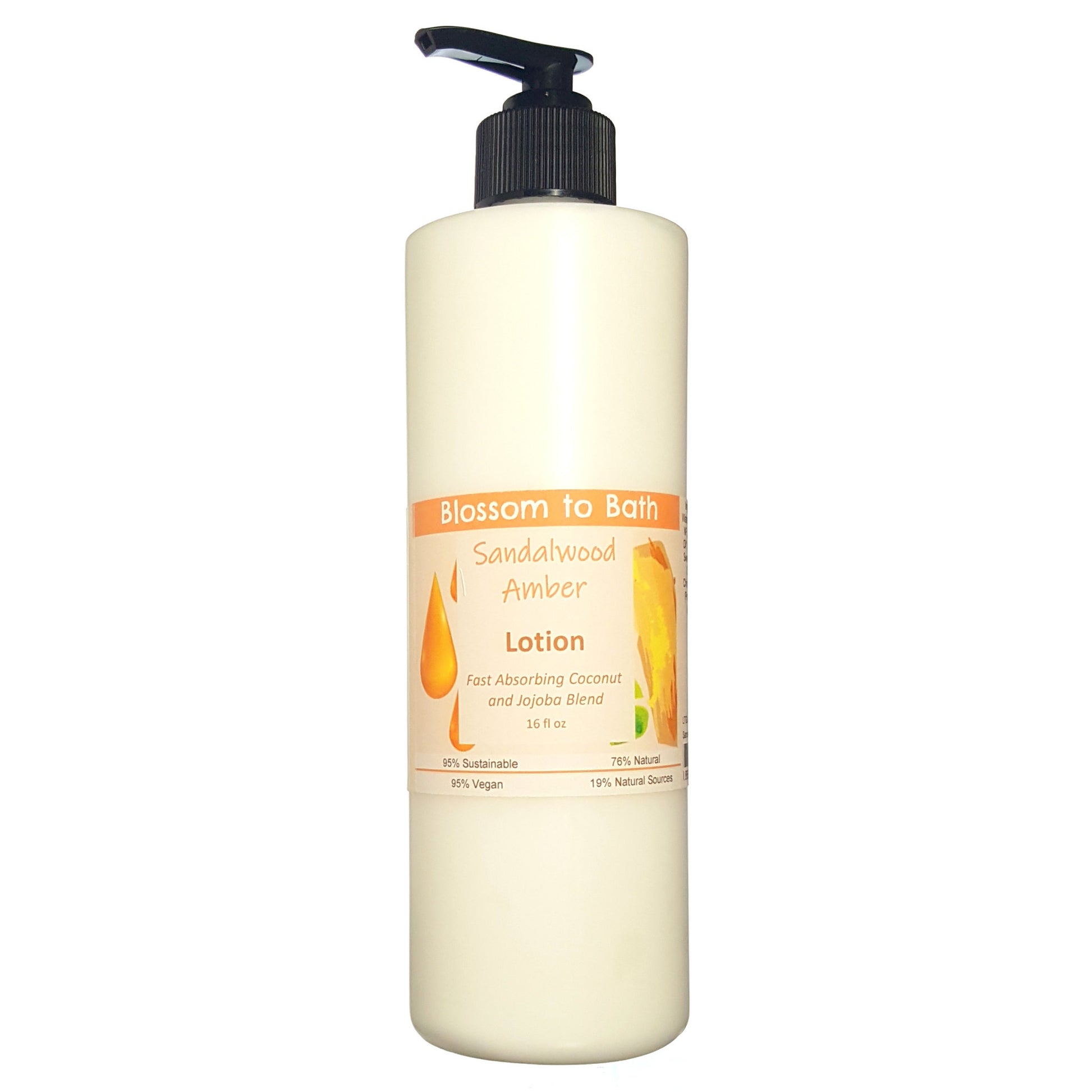 Buy Blossom to Bath Sandalwood Amber Lotion from Flowersong Soap Studio.  Daily moisture luxury that soaks in quickly made with organic oils and butters that soften and smooth the skin  An irresistible combination of warm sandalwood and spice.