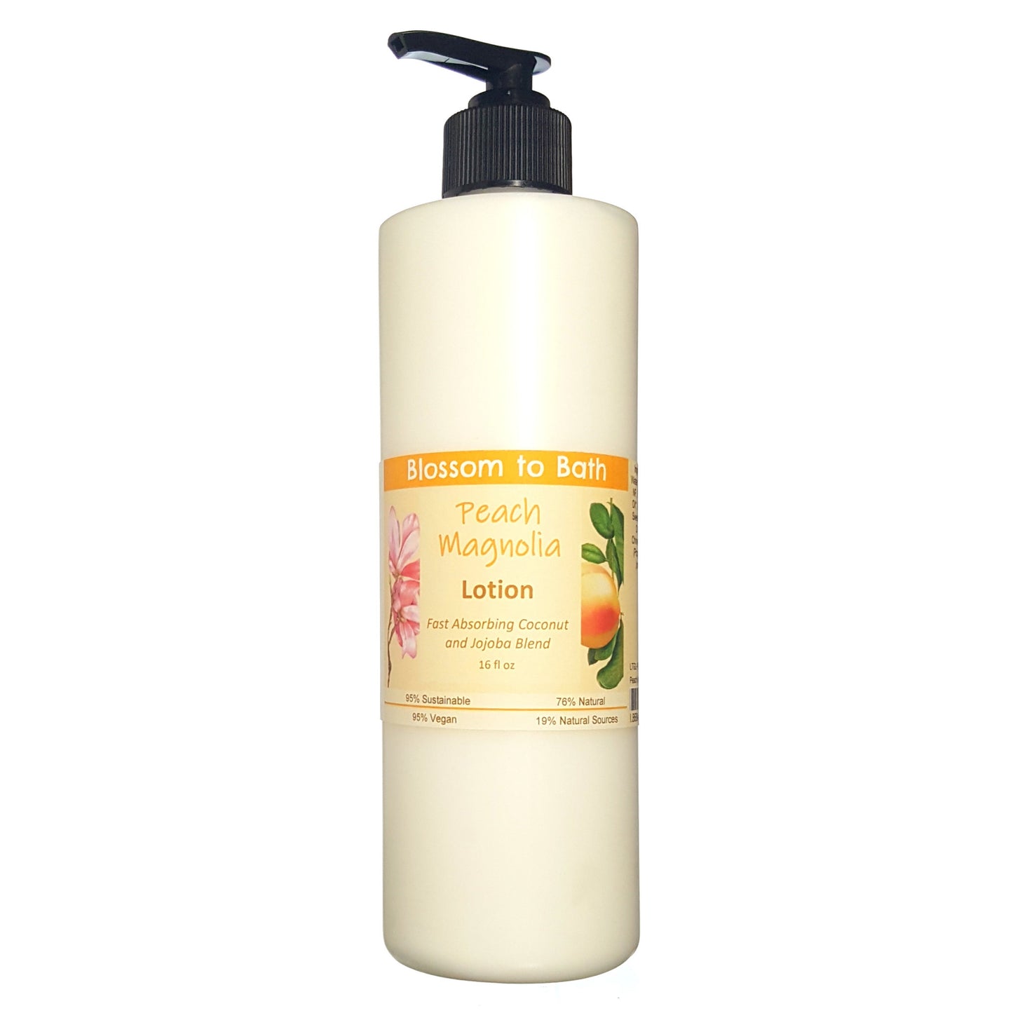 Buy Blossom to Bath Peach Magnolia Lotion from Flowersong Soap Studio.  Daily moisture luxury that soaks in quickly made with organic oils and butters that soften and smooth the skin  An intoxicating blend of peach, magnolia, and raspberry.