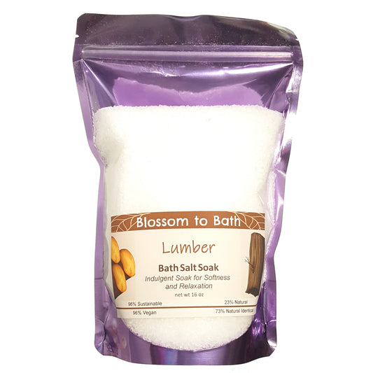 Buy Blossom to Bath Lumber Bath Salt Soak from Flowersong Soap Studio.  Scented epsom salts for a luxurious soaking experience  A masculine fragrance that echoes fresh cut trees.