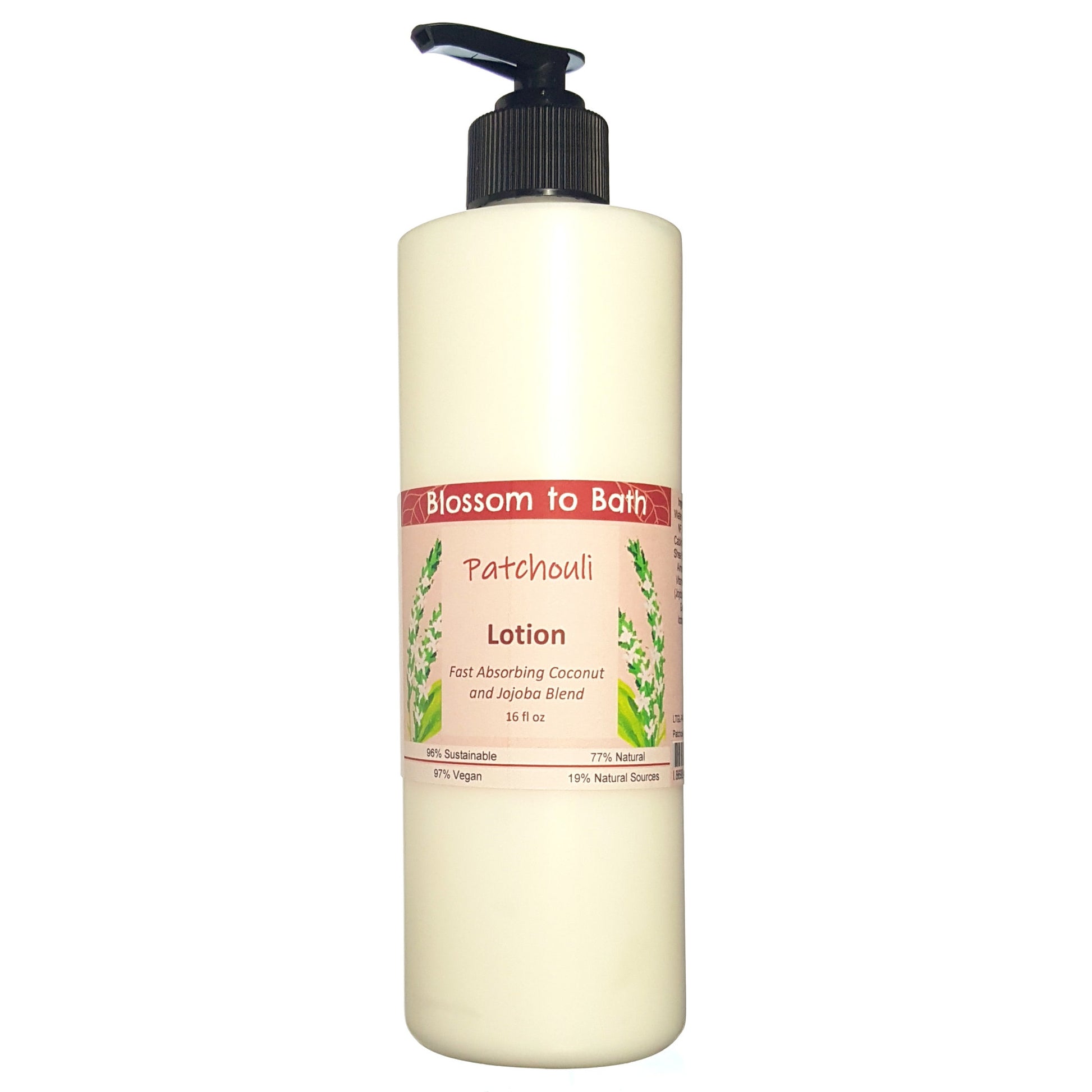 Buy Blossom to Bath Patchouli Lotion from Flowersong Soap Studio.  Daily moisture luxury that soaks in quickly made with organic oils and butters that soften and smooth the skin  The pure earthy, woody, spicy scent of straight Patchouli.