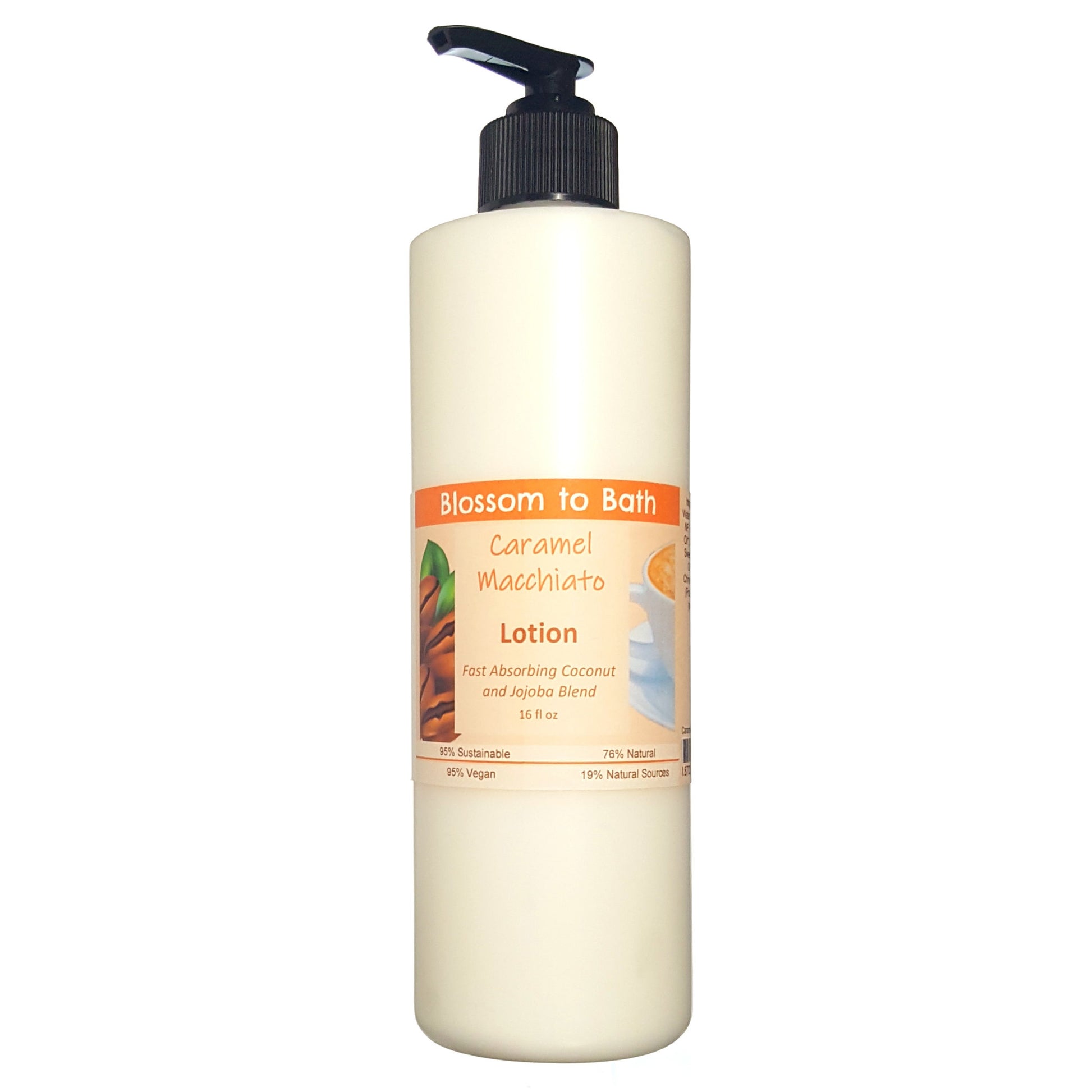 Buy Blossom to Bath Caramel Macchiato Lotion from Flowersong Soap Studio.  Daily moisture luxury that soaks in quickly made with organic oils and butters that soften and smooth the skin  Luscious vanilla and warm rich caramel - a gourmet coffee experience with sweet caramel in a bed of vibrant coffee;