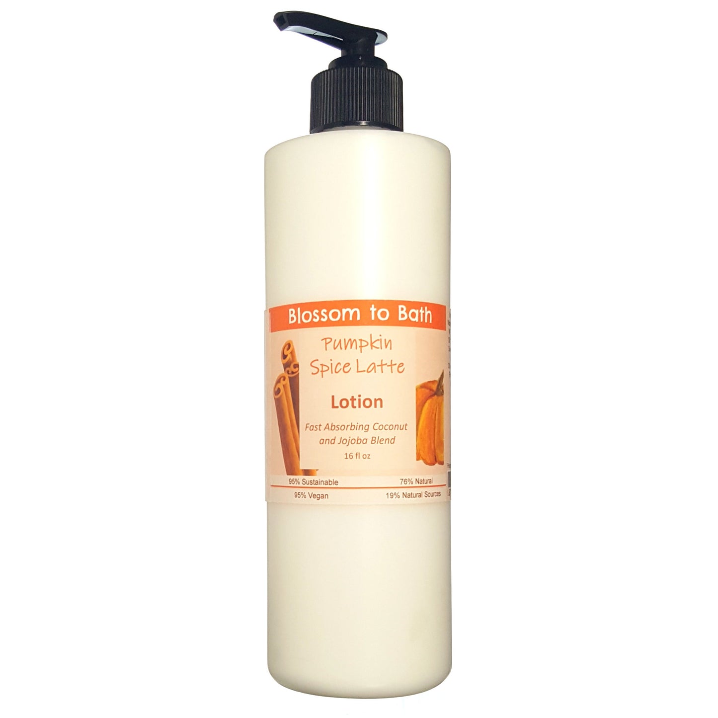 Buy Blossom to Bath Pumpkin Spice Latte Lotion from Flowersong Soap Studio.  Daily moisture luxury that soaks in quickly made with organic oils and butters that soften and smooth the skin  Deep vanilla and lightly fruited spice blend seamlessly with rich coffee.