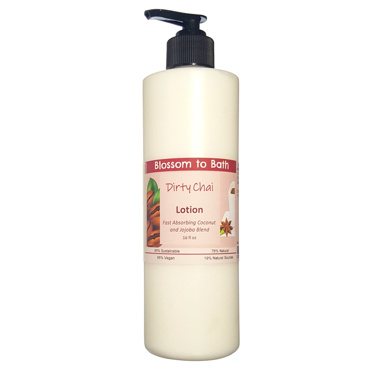Buy Blossom to Bath Dirty Chai Lotion from Flowersong Soap Studio.  Daily moisture luxury that soaks in quickly made with organic oils and butters that soften and smooth the skin  A shot of rich espresso in a swirl of exotic warm clove and cardamom.