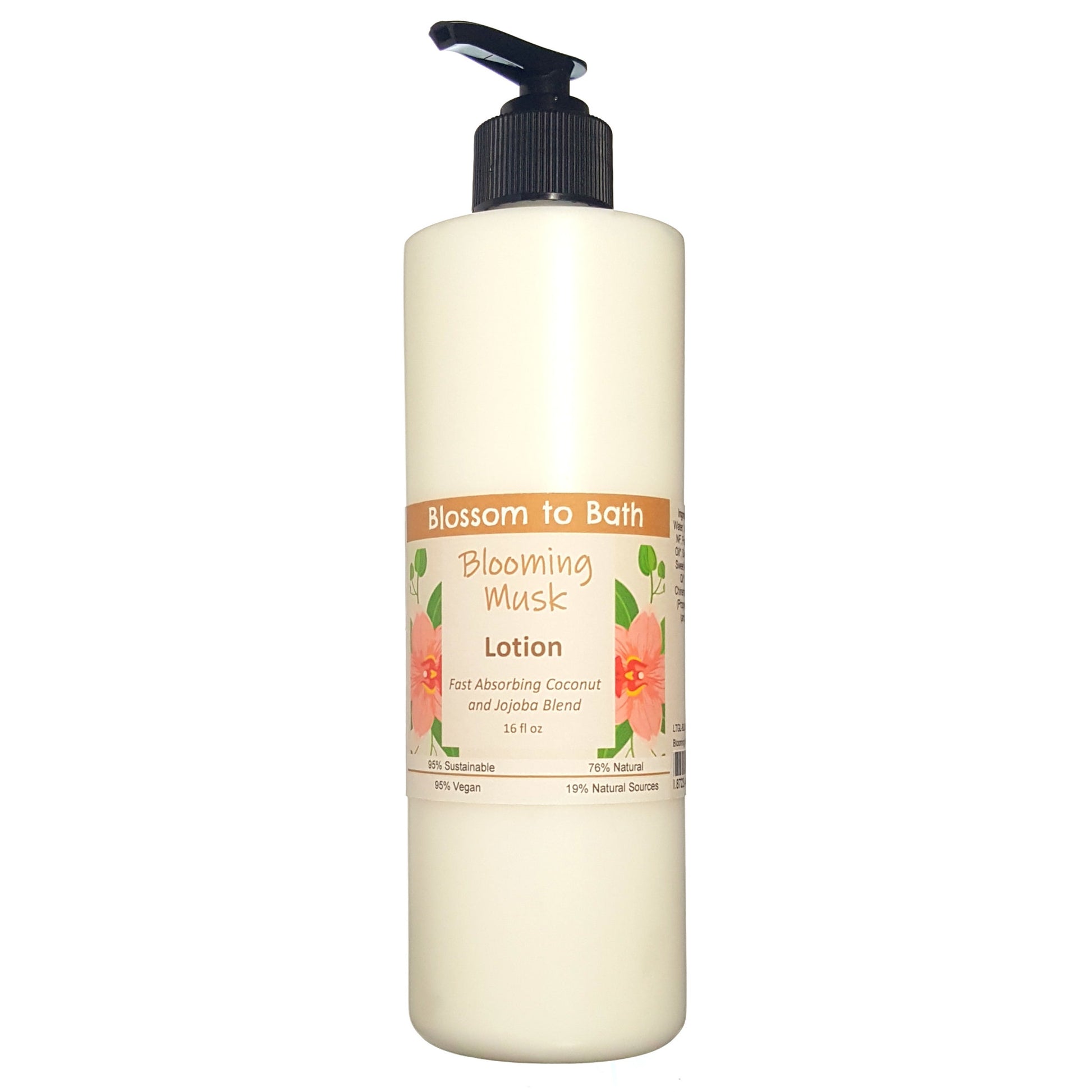 Buy Blossom to Bath Blooming Musk Lotion from Flowersong Soap Studio.  Daily moisture luxury that soaks in quickly made with organic oils and butters that soften and smooth the skin  A sensual floral and musk scent that is subtle and feminine.