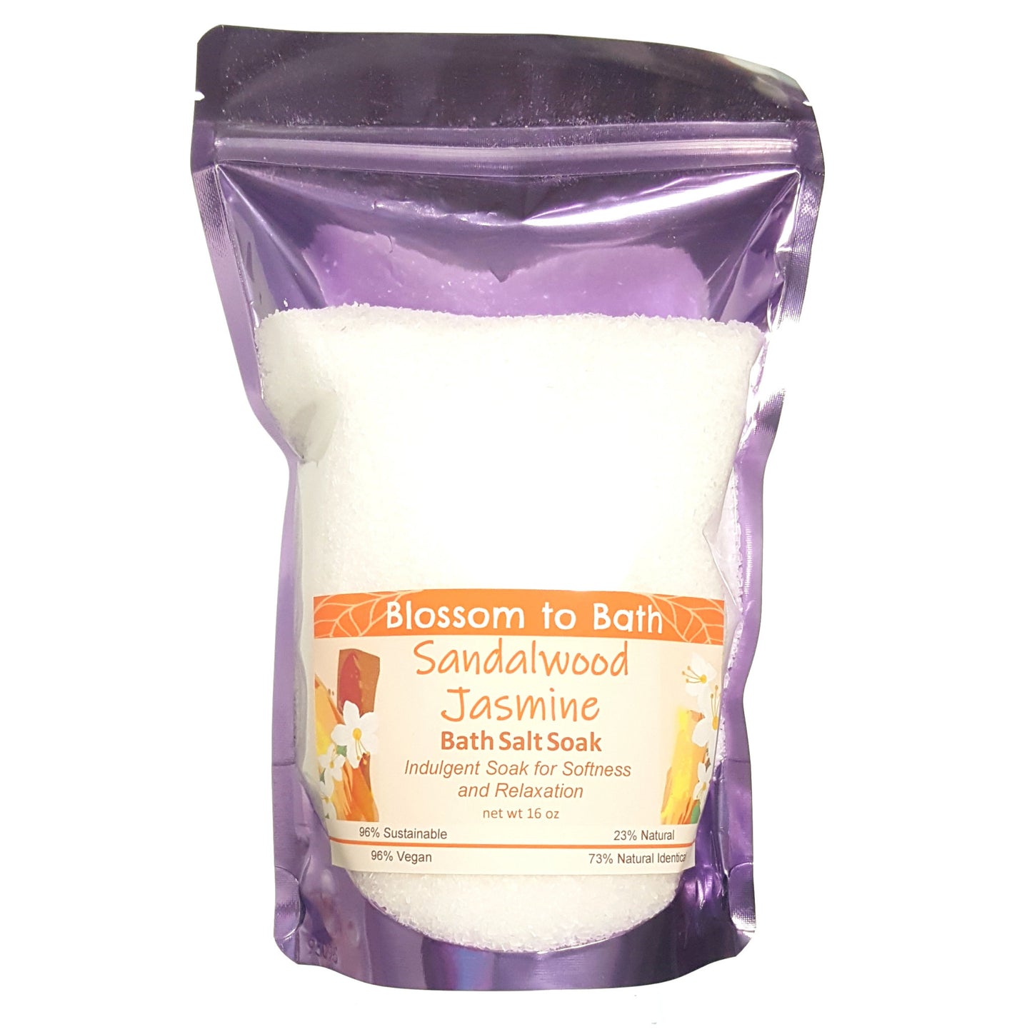 Buy Blossom to Bath Sandalwood Jasmine Bath Salt Soak from Flowersong Soap Studio.  Scented epsom salts for a luxurious soaking experience  Floral jasmine meets earthy sandalwood to create a soul stirring blend.