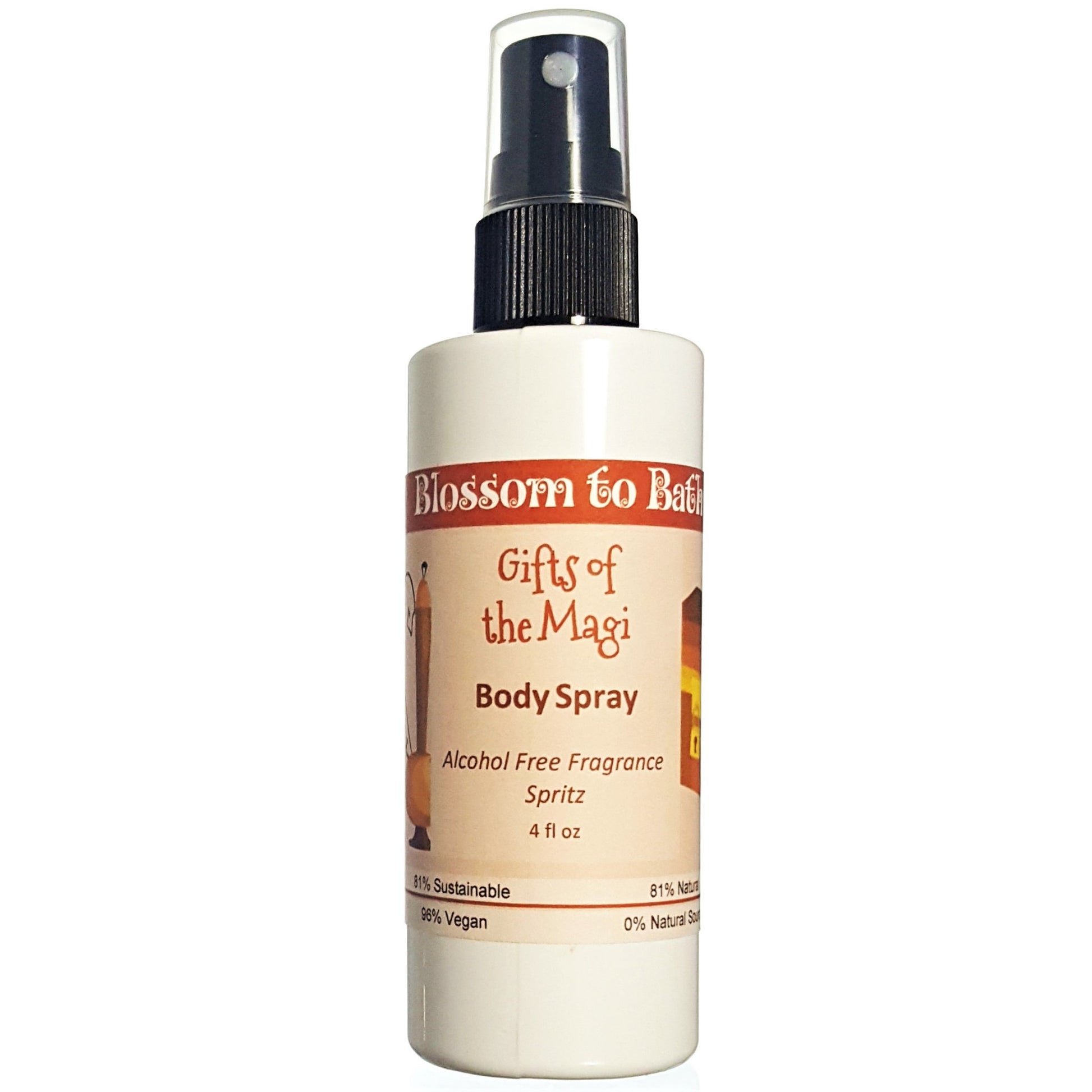 Buy Blossom to Bath Gifts of the Magi Body Spray from Flowersong Soap Studio.  Natural  freshening of skin, linens, or air  Celebrate the soulful side of the holiday spirit with warm spices and incense.