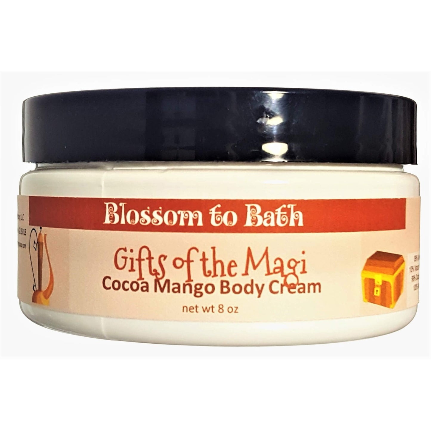 Buy Blossom to Bath Gifts of the Magi Cocoa Mango Body Cream from Flowersong Soap Studio.  Rich organic butters  soften and moisturize even the roughest skin all day  Celebrate the soulful side of the holiday spirit with warm spices and incense.