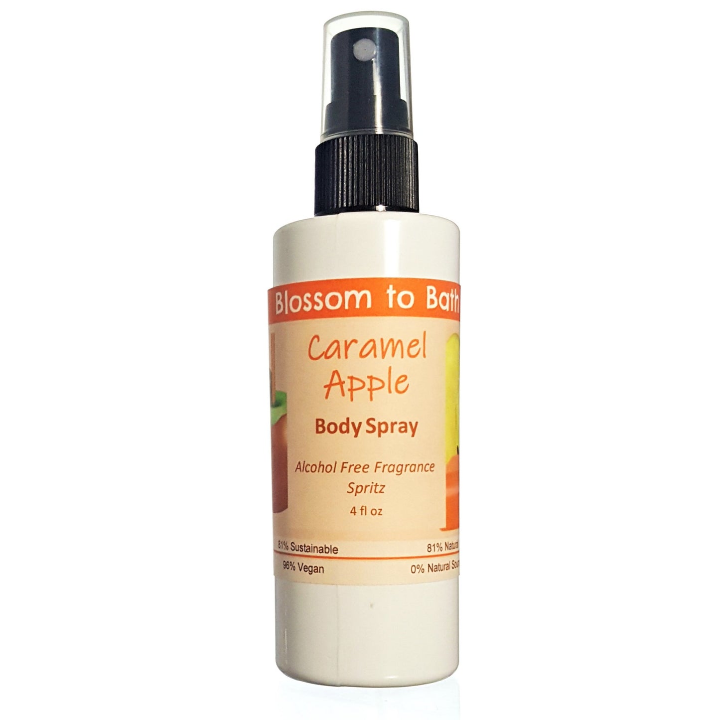 Buy Blossom to Bath Caramel Apple Body Spray from Flowersong Soap Studio.  Natural  freshening of skin, linens, or air  Bright fresh apple and warm rich caramel - a joyful combination of crisp fruit wrapped in decadent sweetness.