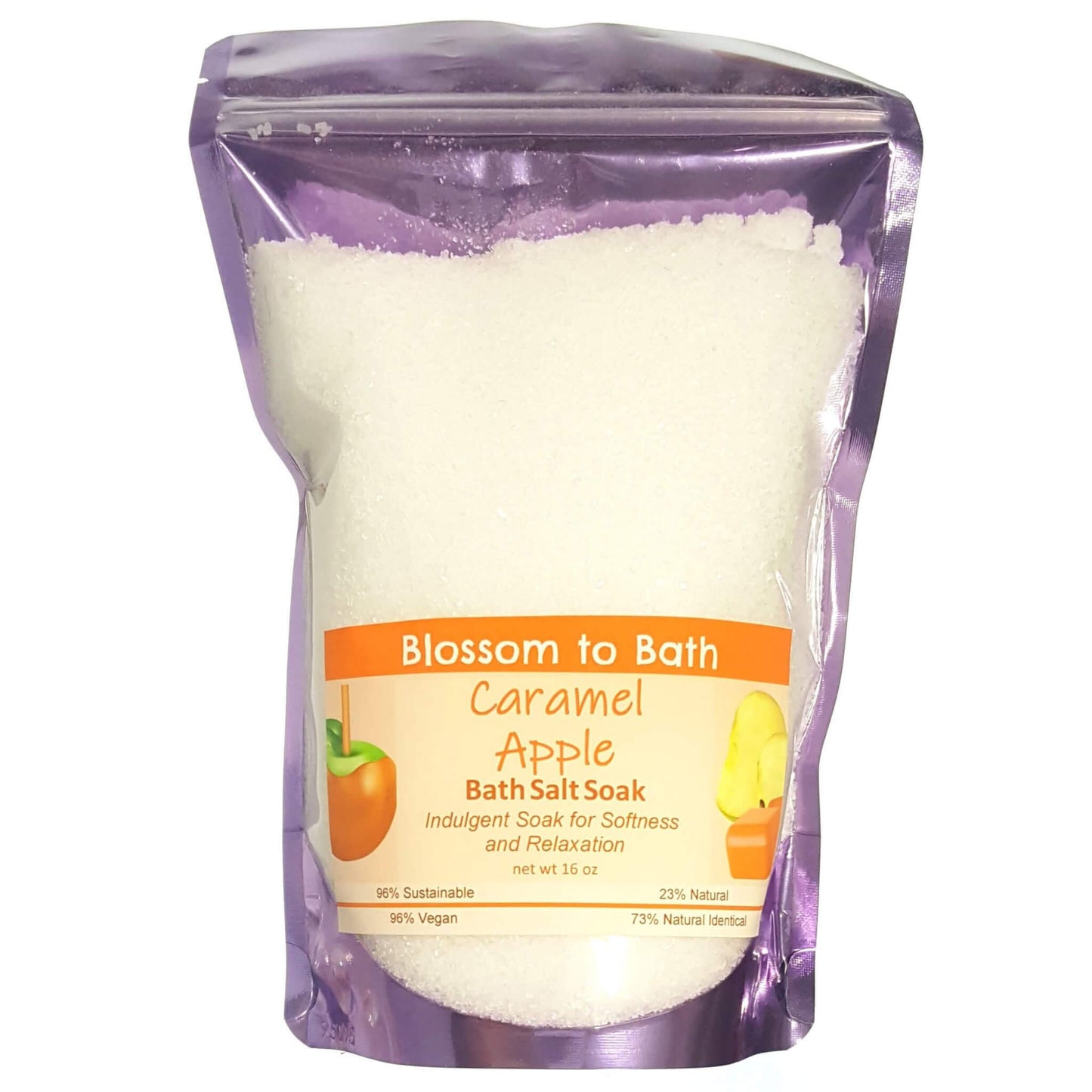 Buy Blossom to Bath Caramel Apple Bath Salt Soak from Flowersong Soap Studio.  Scented epsom salts for a luxurious soaking experience  Bright fresh apple and warm rich caramel - a joyful combination of crisp fruit wrapped in decadent sweetness.