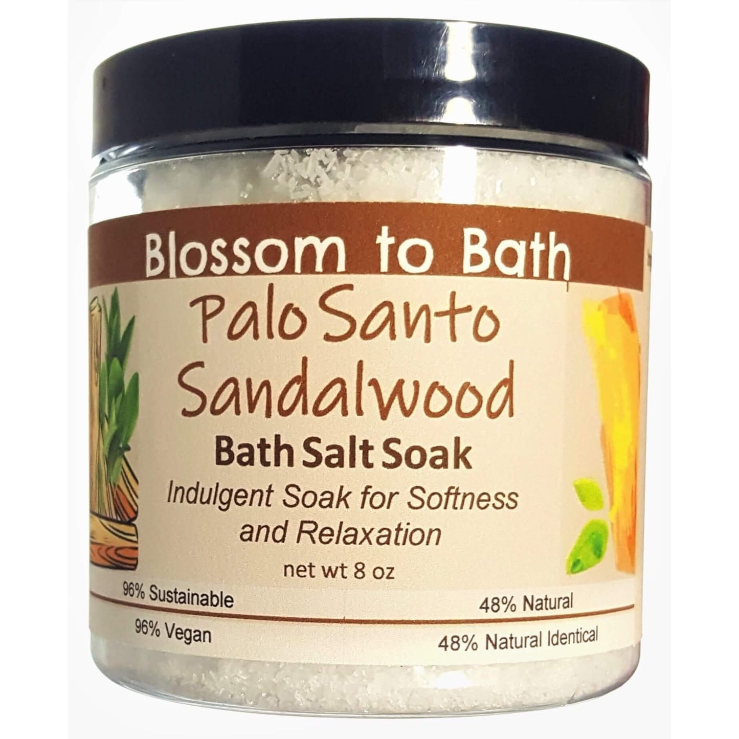 Buy Blossom to Bath Palo Santo Sandalwood Bath Salt Soak from Flowersong Soap Studio.  Scented epsom salts for a luxurious soaking experience  A journey into the sacred, the exotic tones of this special blend resonate with warm woodiness that adds an uplifting vibration.