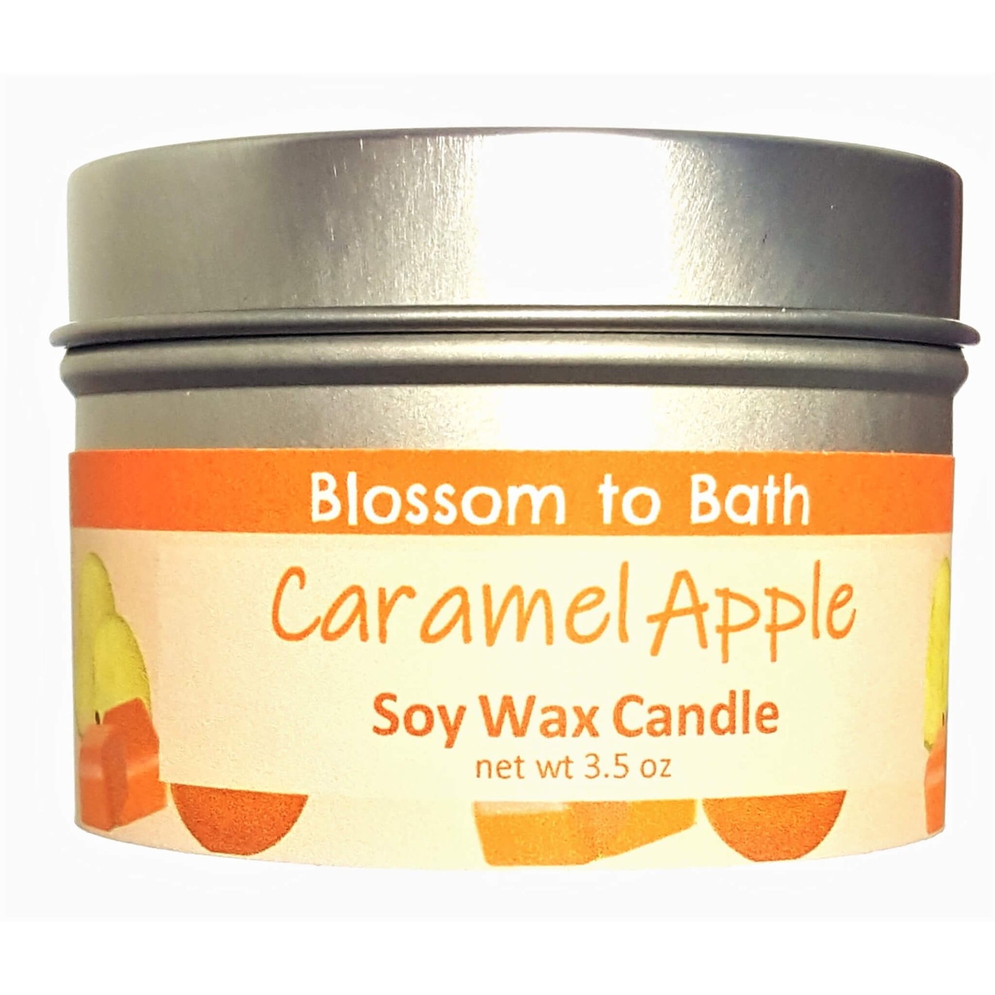 Buy Blossom to Bath Caramel Apple Soy Wax Candle from Flowersong Soap Studio.  Fill the air with a charming fragrance that lasts for hours  Bright fresh apple and warm rich caramel - a joyful combination of crisp fruit wrapped in decadent sweetness.