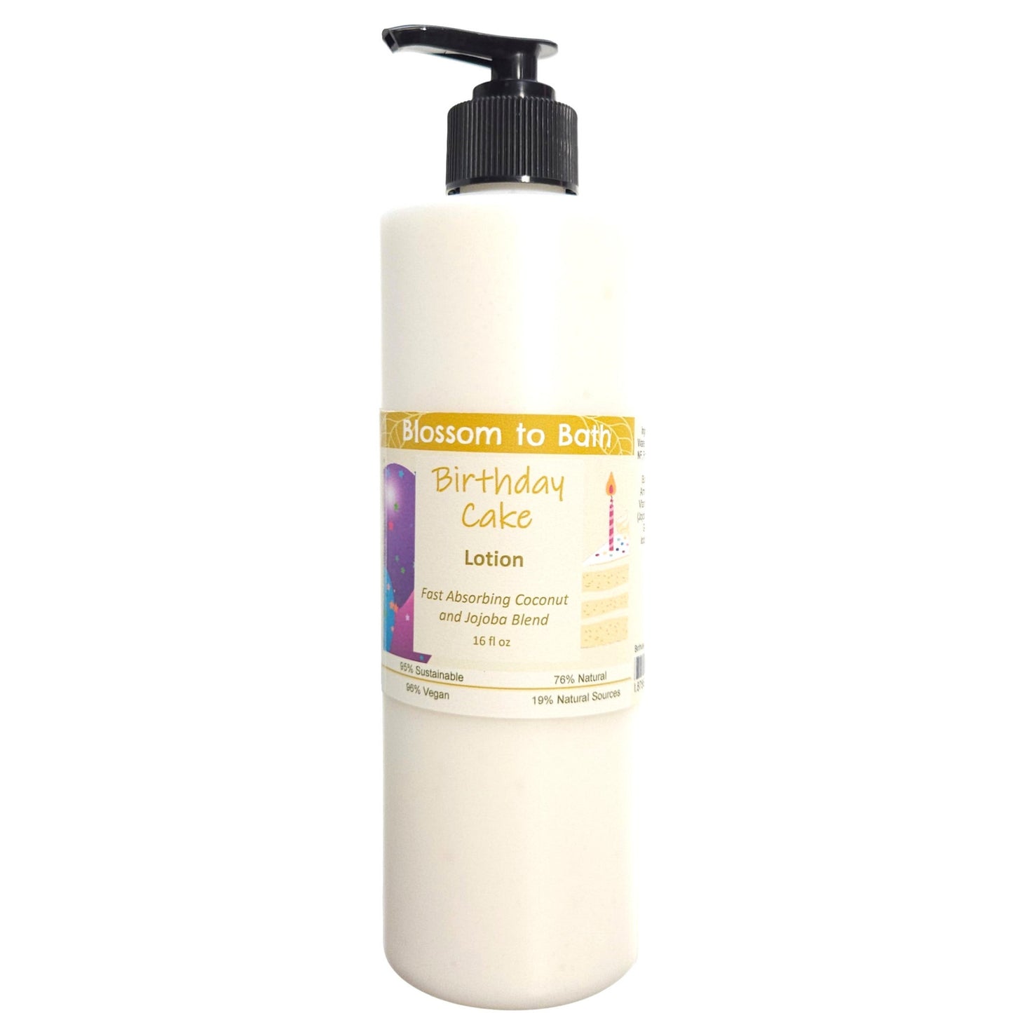 Buy Blossom to Bath Birthday Cake Lotion from Flowersong Soap Studio.  Daily moisture luxury that soaks in quickly made with organic oils and butters that soften and smooth the skin  The essence of a vanilla buttercream frosted birthday cake.