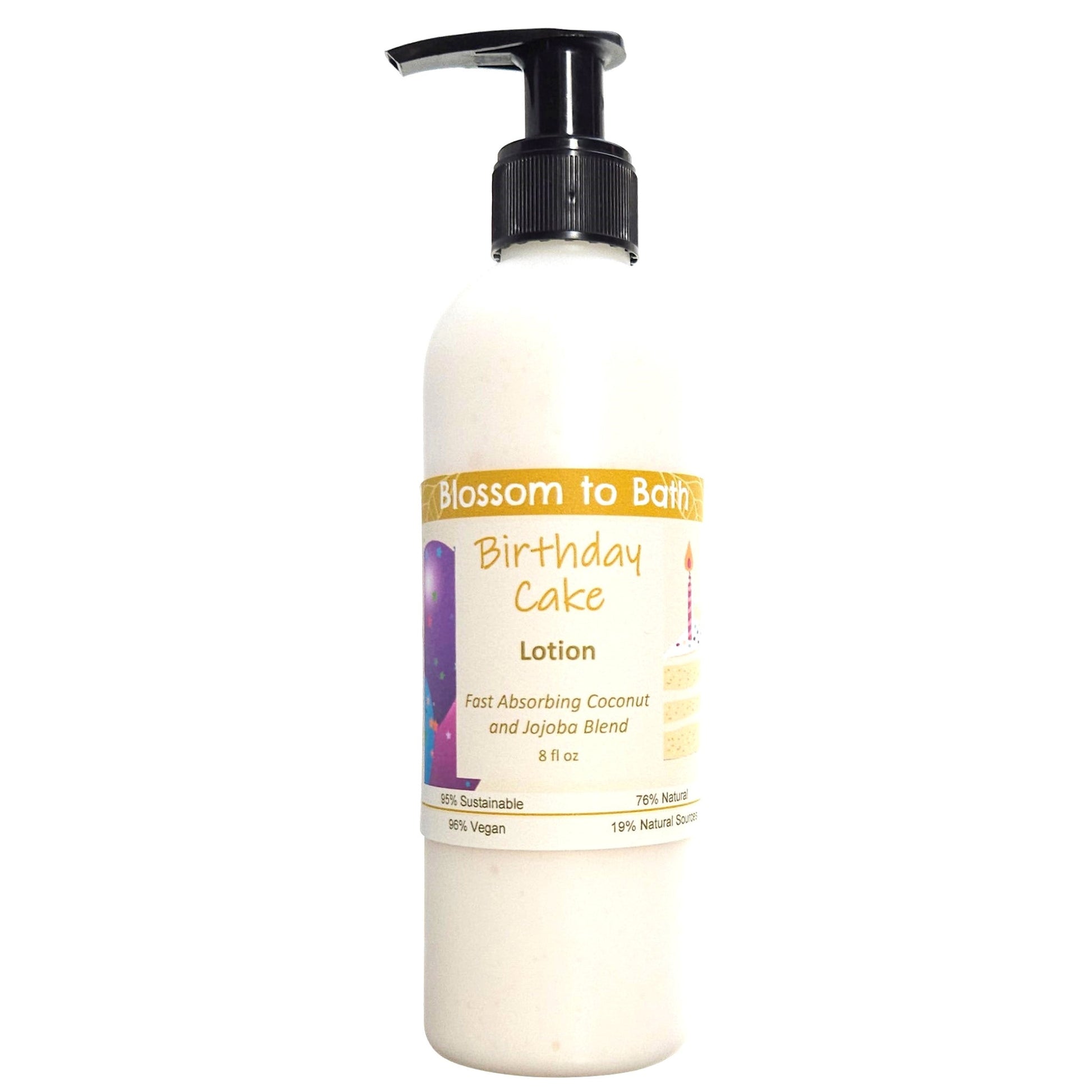 Buy Blossom to Bath Birthday Cake Lotion from Flowersong Soap Studio.  Daily moisture  that soaks in quickly made with organic oils and butters that soften and smooth the skin  The essence of a vanilla buttercream frosted birthday cake.
