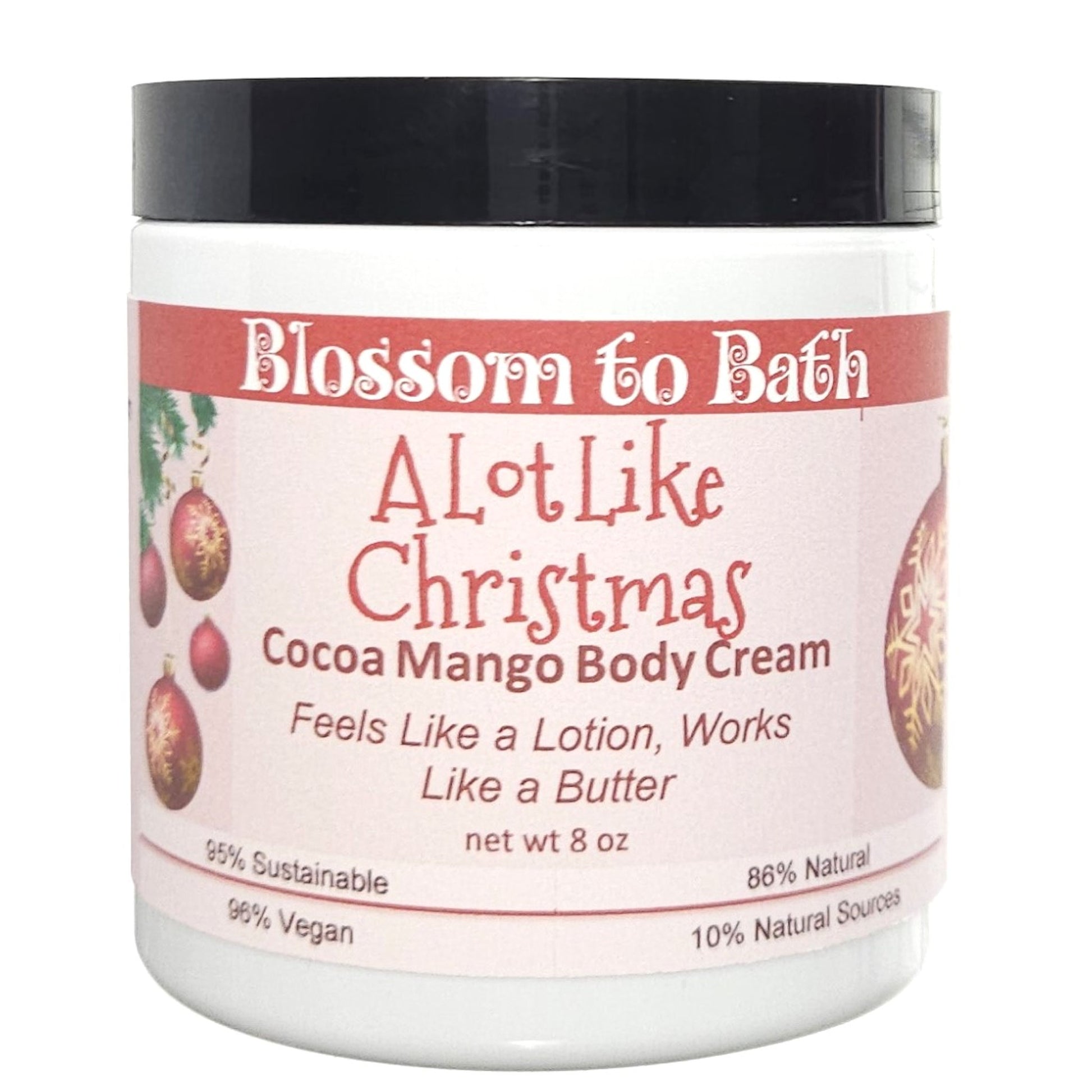Buy Blossom to Bath A Lot Like Christmas Cocoa Mango Body Cream from Flowersong Soap Studio.  Rich organic butters  soften and moisturize even the roughest skin all day  Find the holiday mood in an instant with this spicy sweet fragrance.