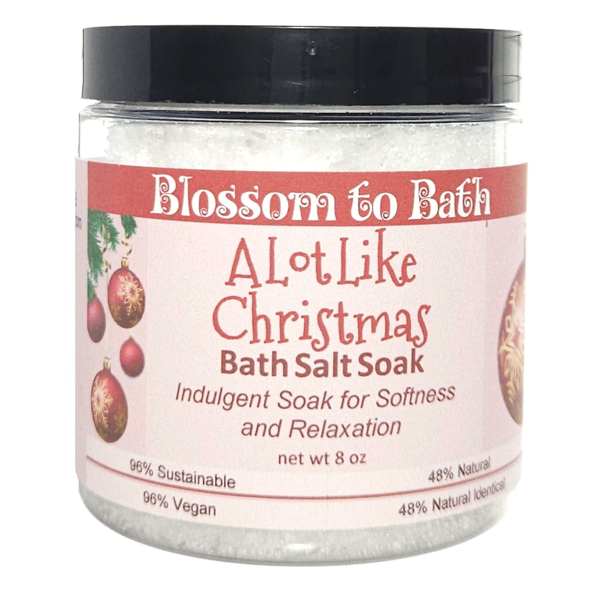 Buy Blossom to Bath A Lot Like Christmas Bath Salt Soak from Flowersong Soap Studio.  Scented epsom salts for a luxurious soaking experience  Find the holiday mood in an instant with this spicy sweet fragrance.
